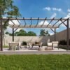 Aluminium Pergola Florenz 1116 | Holzoptik dunkelbraun/braun | 350x505x236 cm