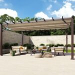 B-WARE Aluminium Pergola Florenz 1116 | Holzoptik dunkelbraun/braun | 350x505x236 cm