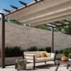 B-WARE Aluminium Pergola Florenz 1116 | Holzoptik dunkelbraun/braun | 350x505x236 cm