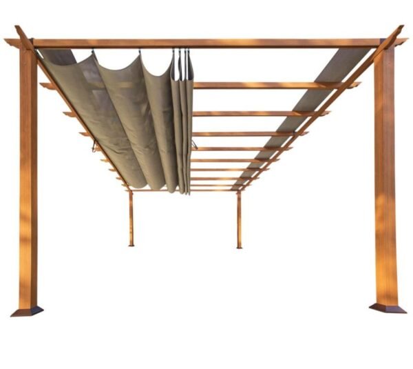 Aluminium Pergola Florenz 1116 | Holzoptik hellbraun/braun | 350x505x236 cm