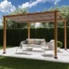 B-WARE Aluminium Pergola Florida 1111 | Holzoptik hellbraun | 350x350x235 cm