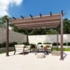 B-WARE Aluminium Pergola Florida 1111 | Holzoptik Dunkelbraun | 350x350x235 cm