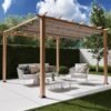 B-WARE Aluminium Pergola Florida 1111 | Holzoptik hellbraun | 350x350x235 cm