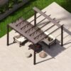 B-WARE Aluminium Pergola Florida 1111 | Holzoptik Dunkelbraun | 350x350x235 cm
