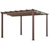 B-WARE Aluminium Pergola Florida 1111 | Holzoptik Dunkelbraun | 350x350x235 cm