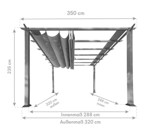 Aluminium Pergola Florida 1111 | Holzoptik hellbraun | 350x350x235 cm