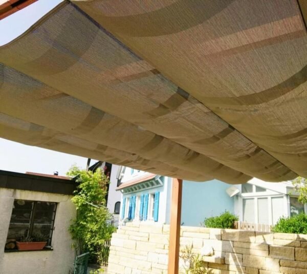 B-WARE Aluminium Pergola Florida 1111 | Holzoptik hellbraun | 350x350x235 cm