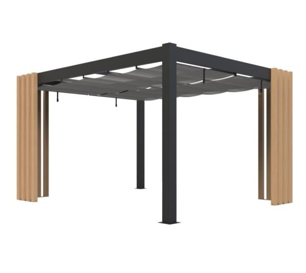 Lito 1012 | freistehende Pergola 3x3,5 mit Sonnensegel | Holzoptik