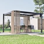 Lito 1012 | freistehende Pergola 3x3,5 mit Sonnensegel | Holzoptik