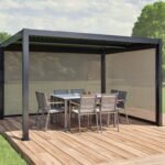 Milo Set 1012 | Lamellendach Pergola mit Seitenwänden | Schwarz